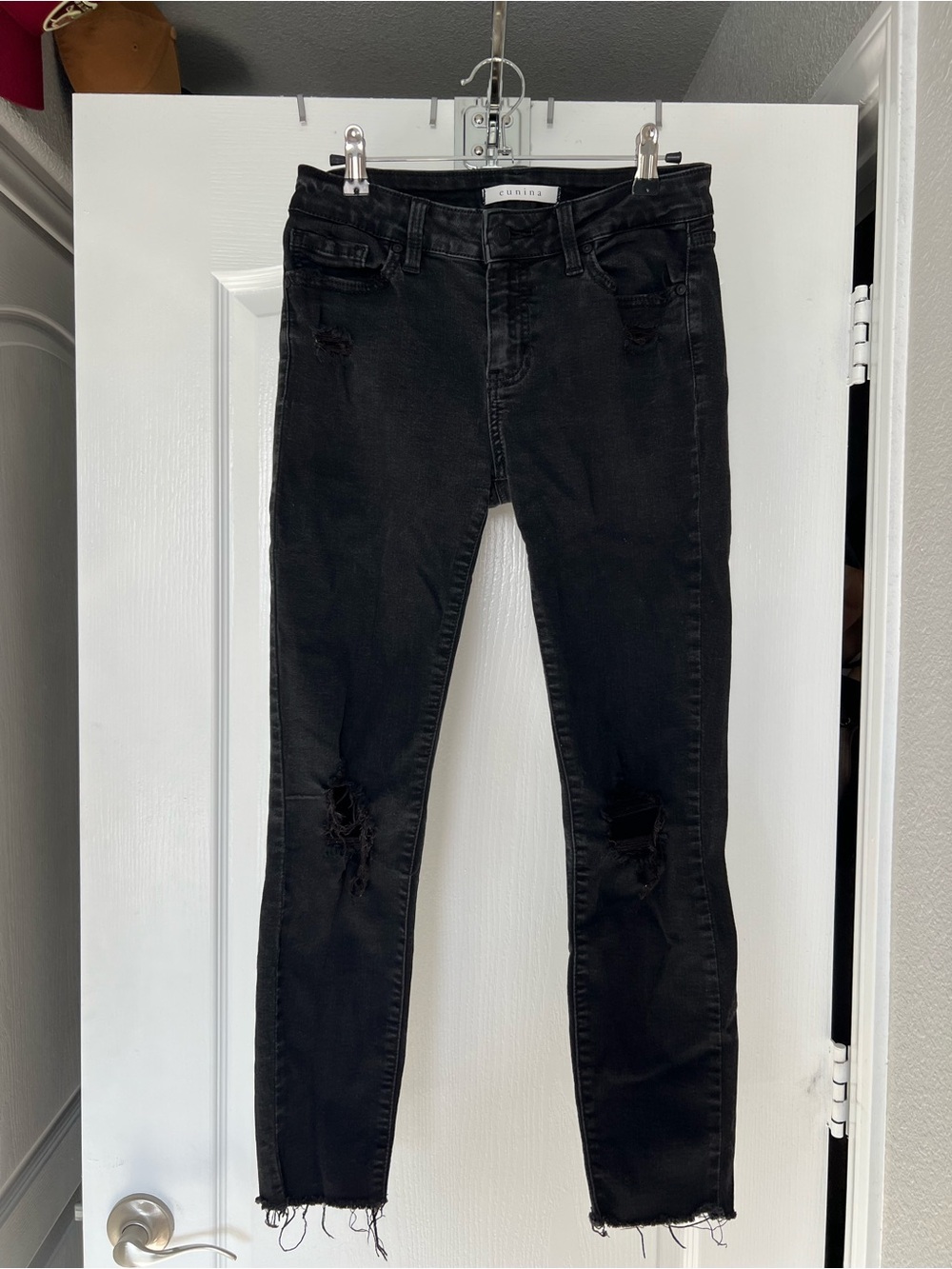 eunina Black Ripped Skinny Jeans Mid Rise